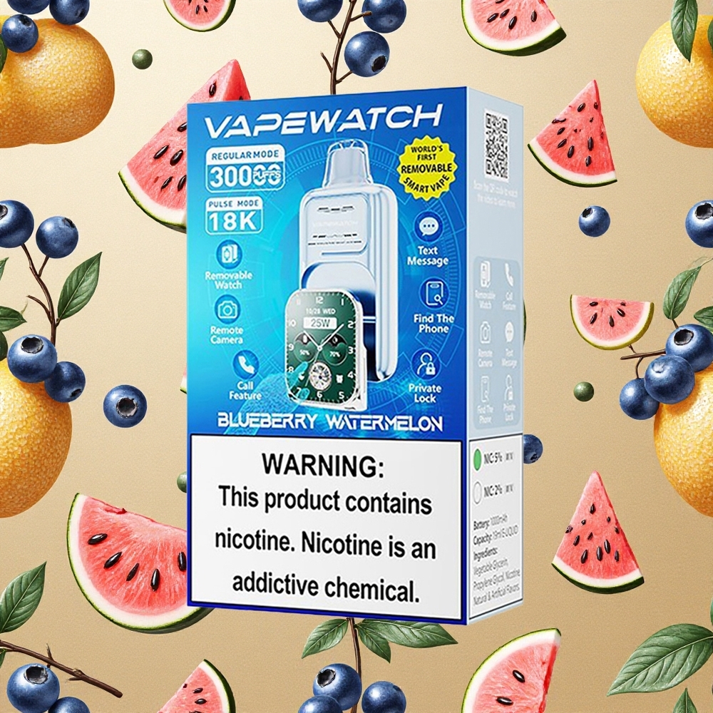 JNR VapeWatch 30000 Puffs Sabor Mirtilo Melancia 19mL Brasil Atacado