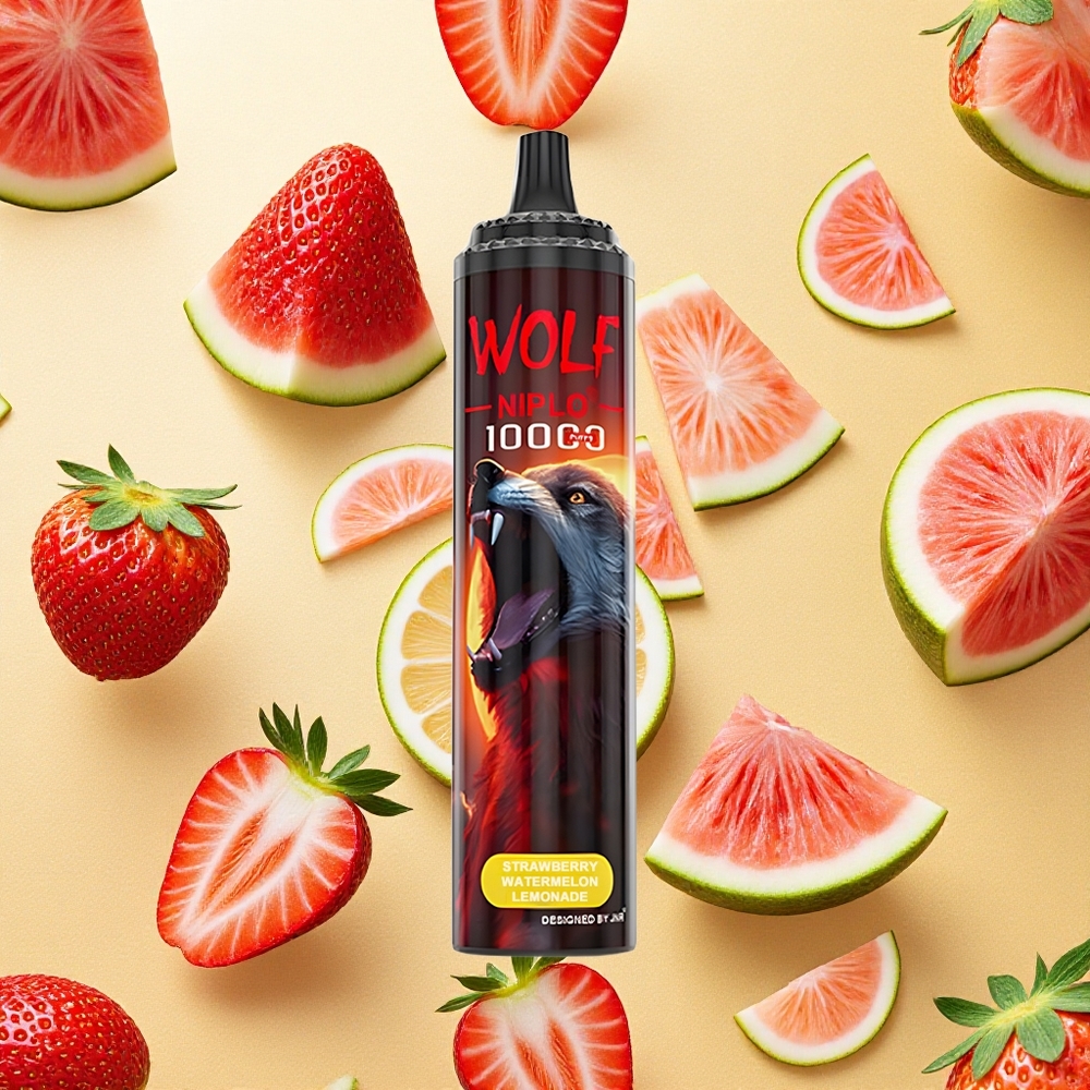 JNR Wolf Niplo 10000 Puffs Morango Melancia Limonada 20ml 0% 2% 5% Nicotina Brasil Atacado