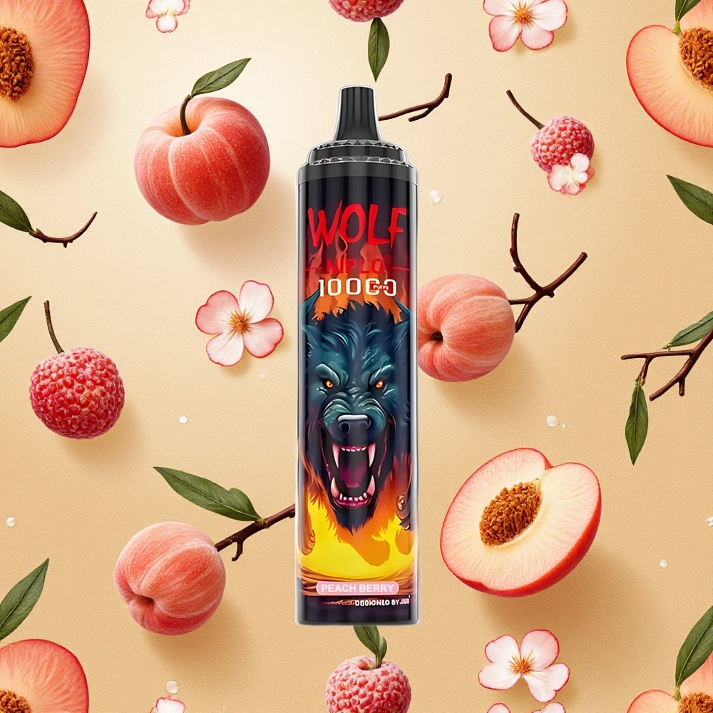 JNR Wolf Niplo 10000 Puffs Pêssego e Frutas Vermelhas 20ml Brasil Atacado