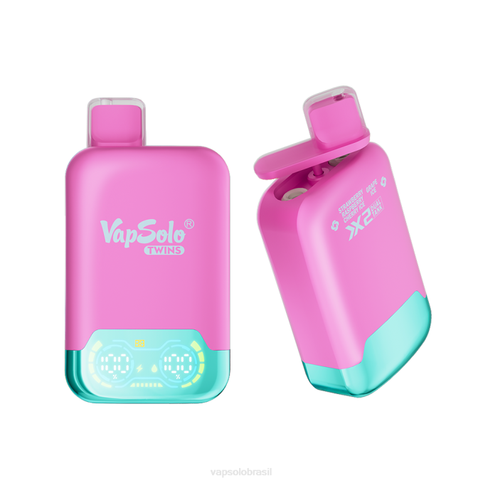 VapSolo TWINS vaporizador descartável | Vapsolo Review X2DR33 sorvete de morango, framboesa, cereja e gelo de uva